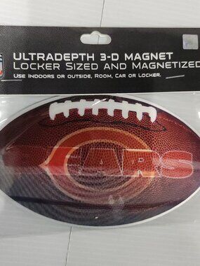 2 Pcs Nfl Brax Ultradepth 8" 3D Magnet Chicago Bears Football Shape 167